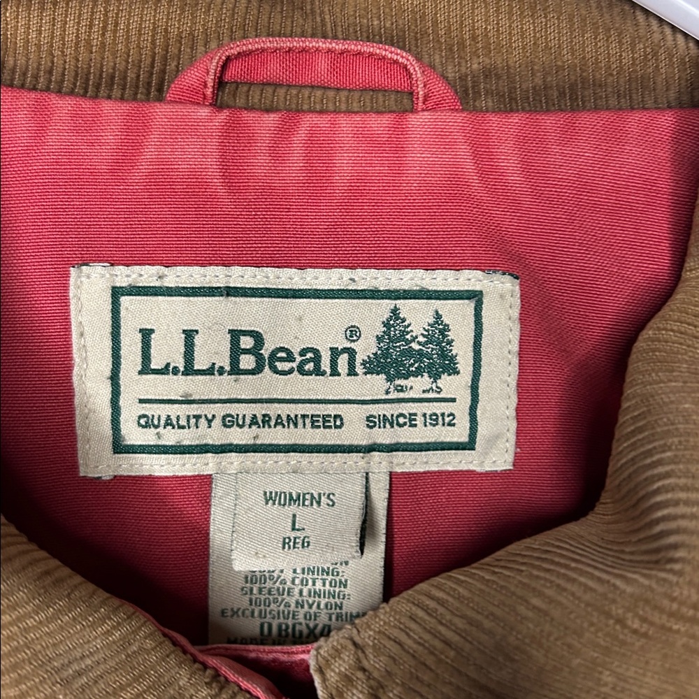 L.L. Bean Women’s Vintage Crimson Chore & Field Coat Brown Corduroy Collar Sz L - Picture 3 of 14
